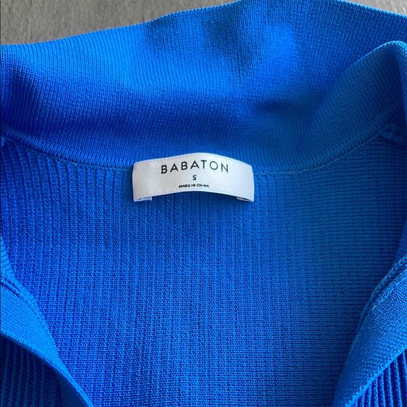 Babaton Blue Ribbed Polo Crop Tank Top - Picture 2 of 3